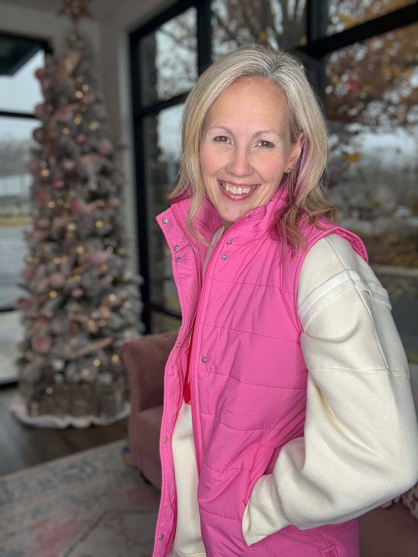 Summit Puffer Vest- Pink