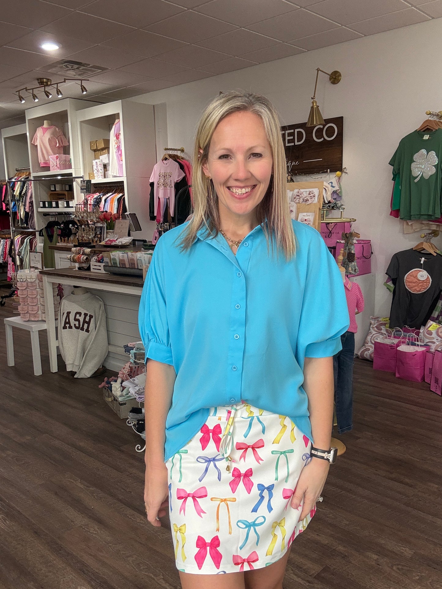 Sutton Button Up Top- Blue