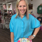 Sutton Button Up Top- Blue