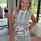 Coastal Stripes Skort Set- Charcoal