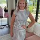 Coastal Stripes Skort Set- Charcoal