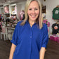 Sutton Button Up Top-Royal