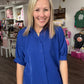 Sutton Button Up Top-Royal