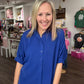 Sutton Button Up Top-Royal