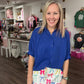 Sutton Button Up Top-Royal