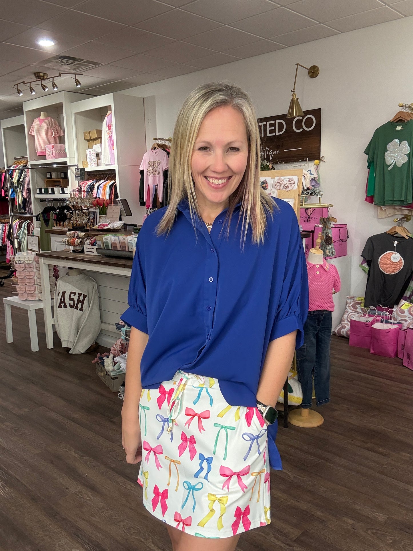 Sutton Button Up Top-Royal