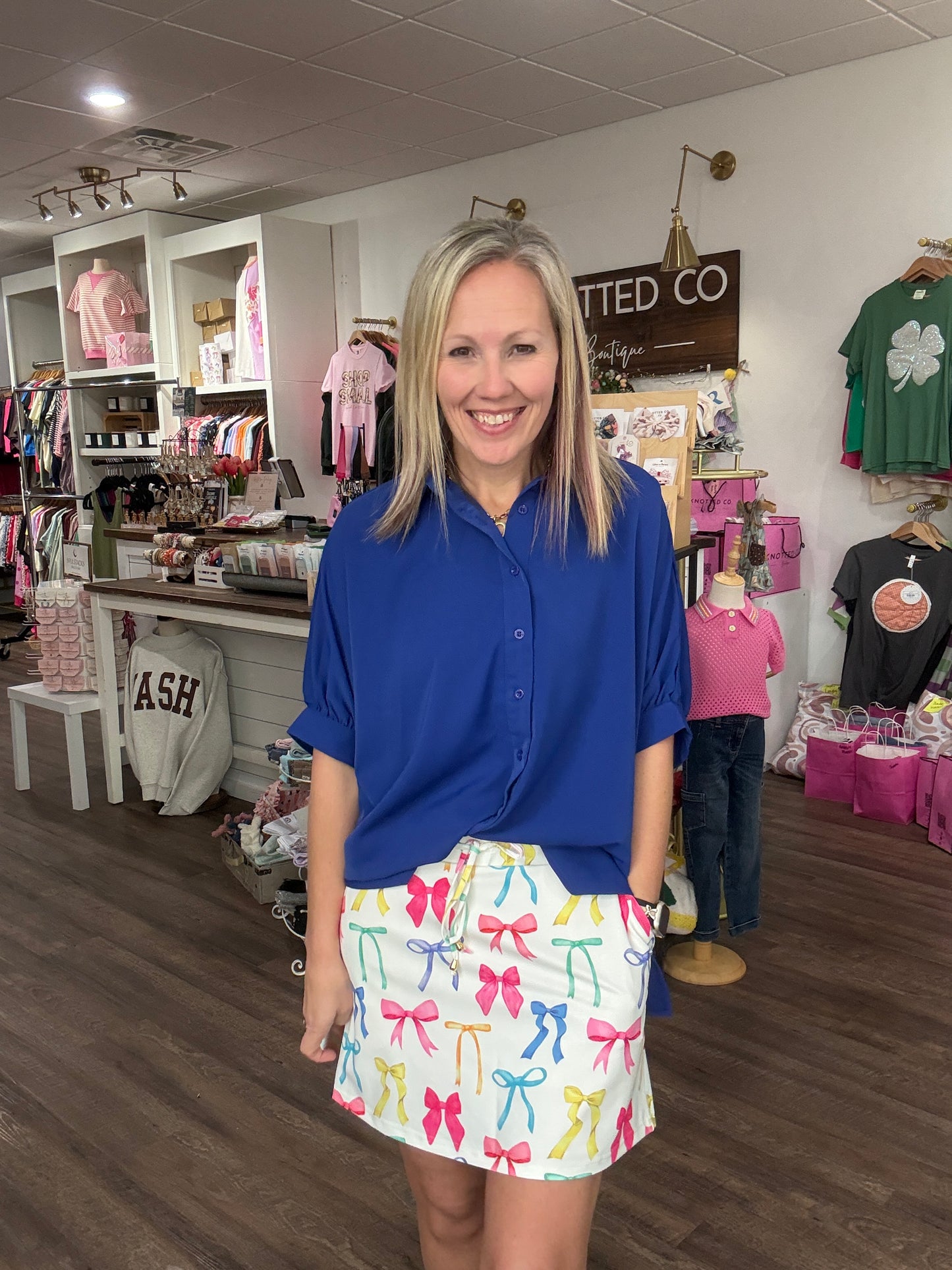 Sutton Button Up Top-Royal