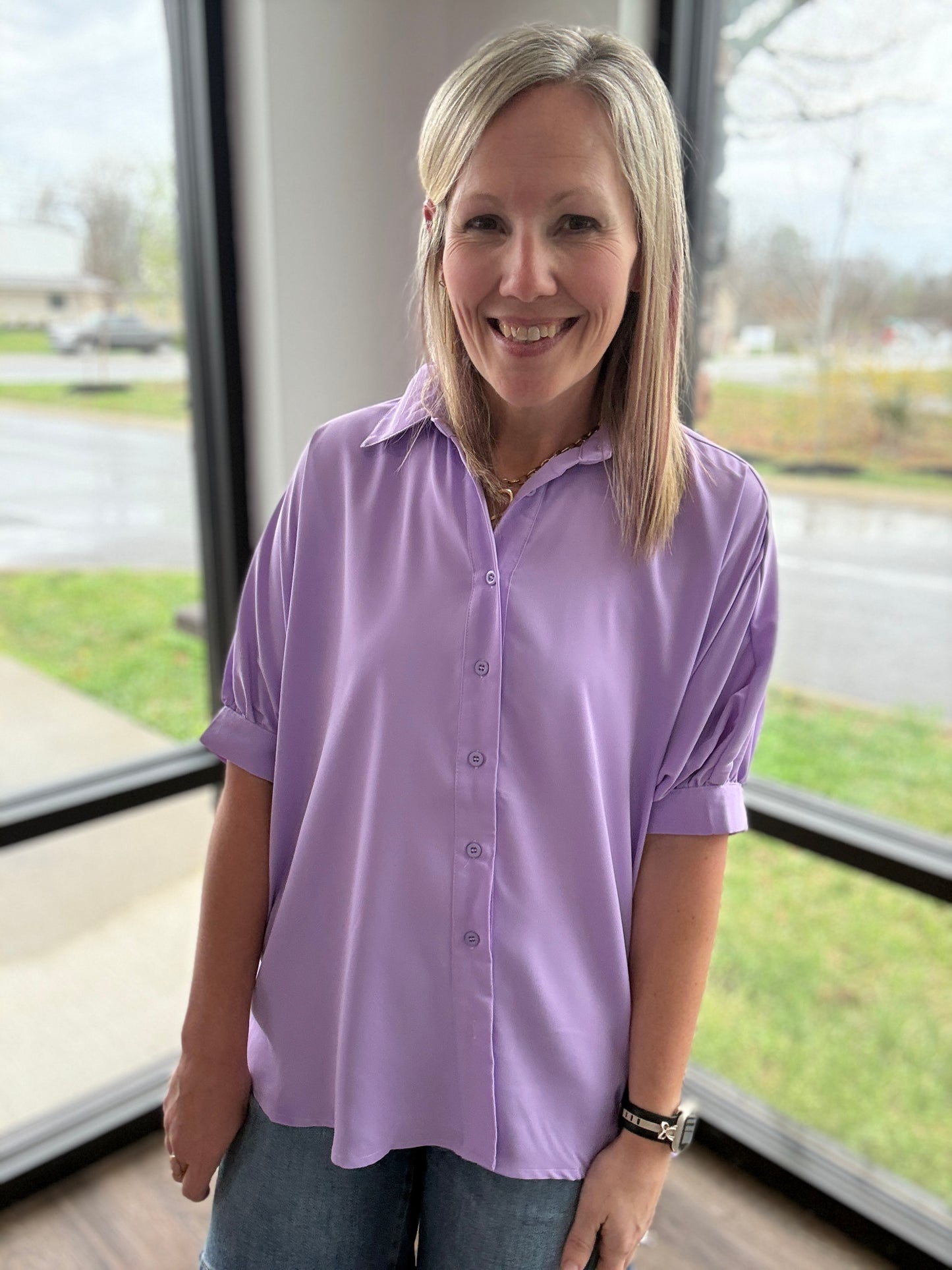 Sutton Button Up- Lavender