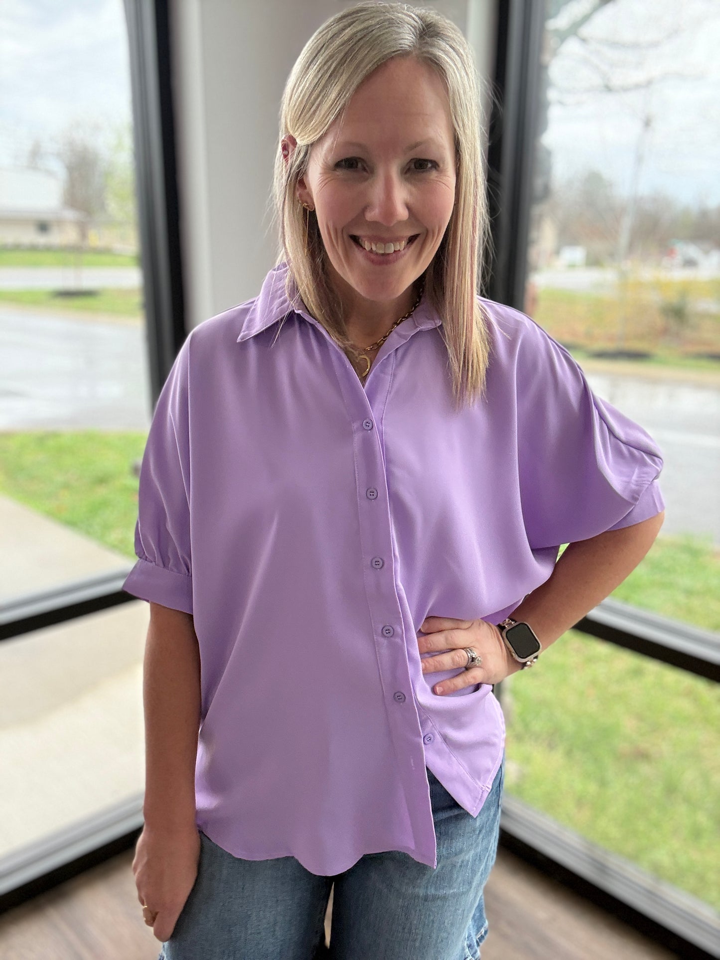 Sutton Button Up- Lavender