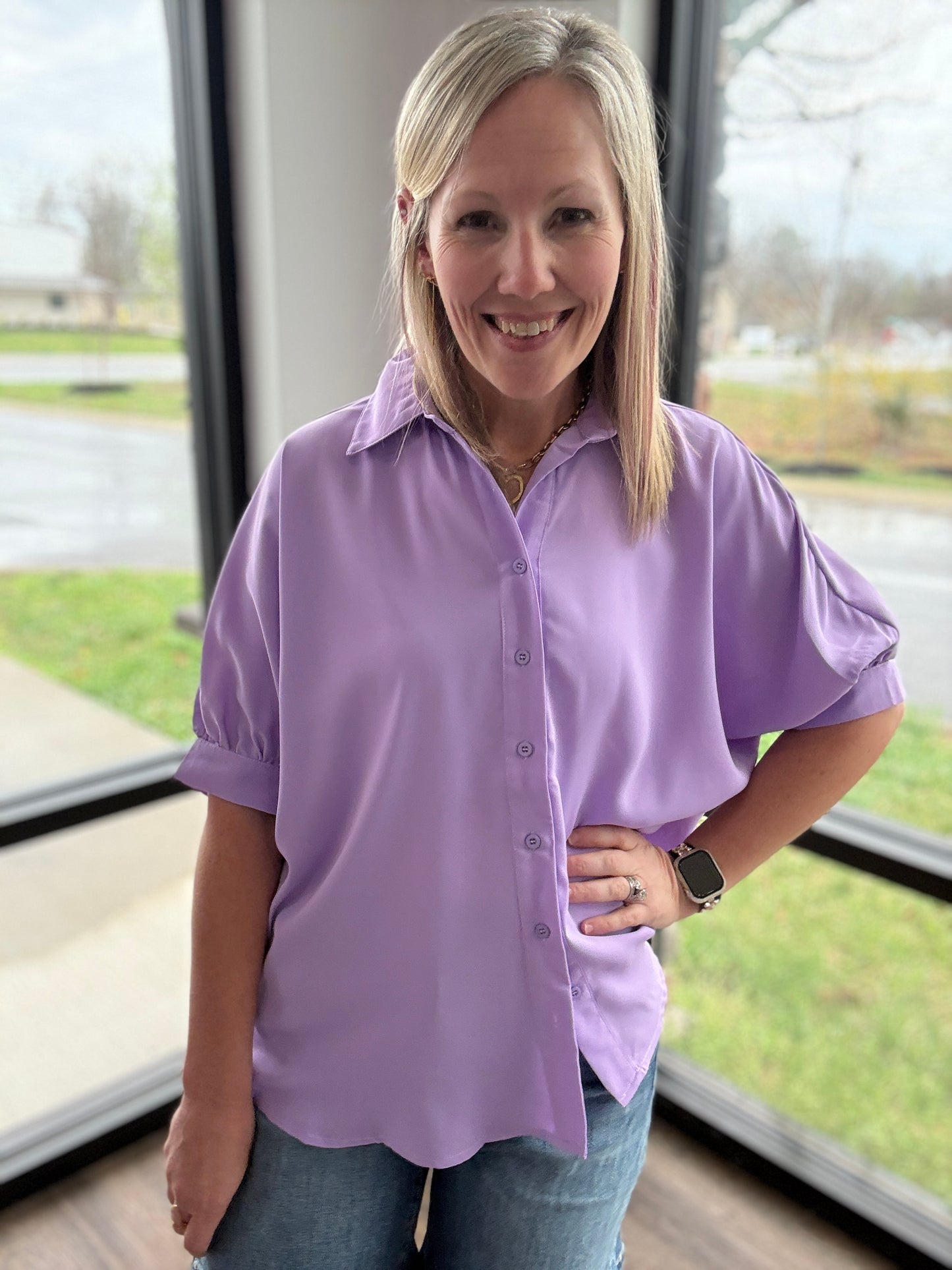 Sutton Button Up- Lavender