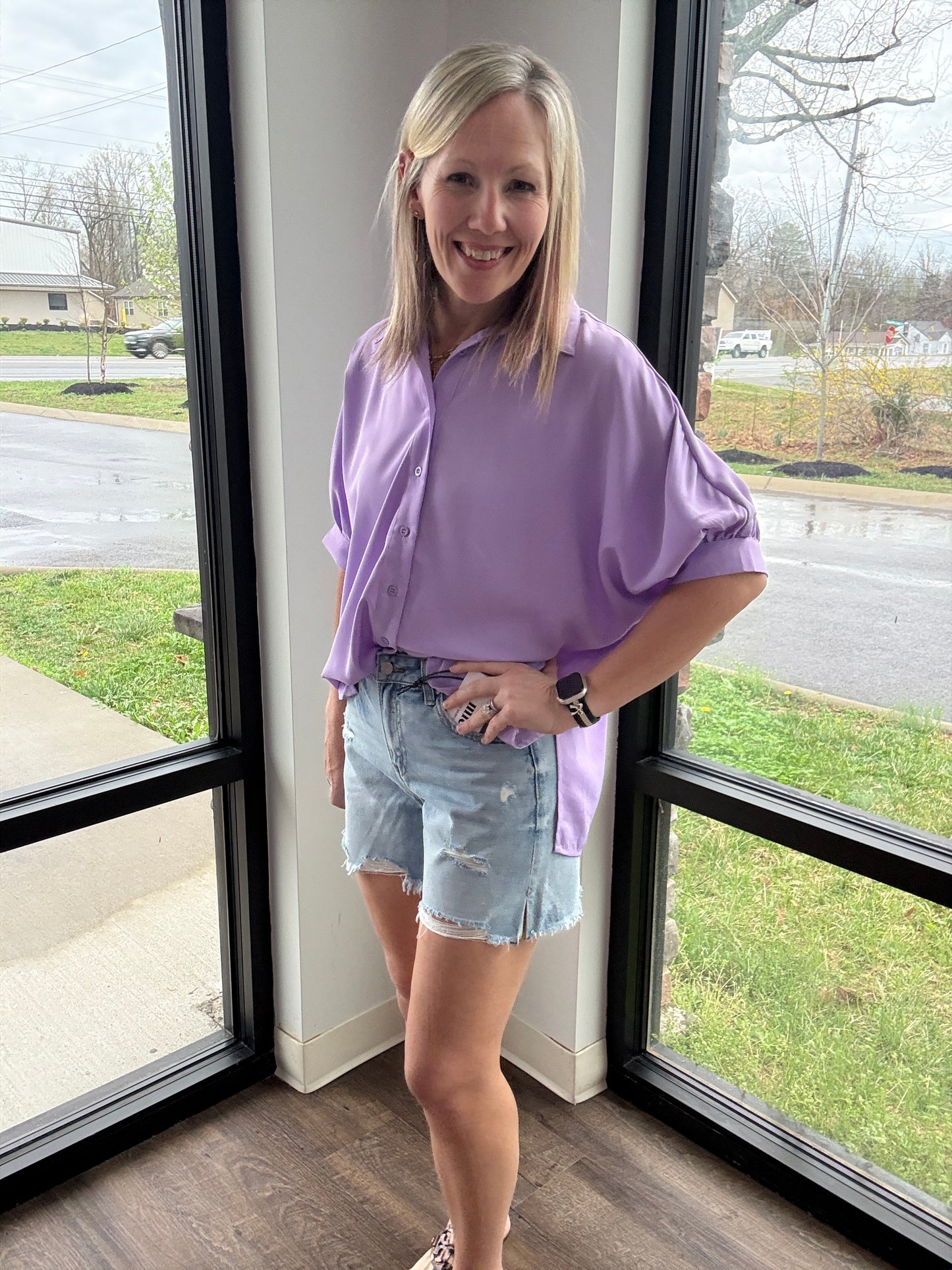 Sutton Button Up- Lavender