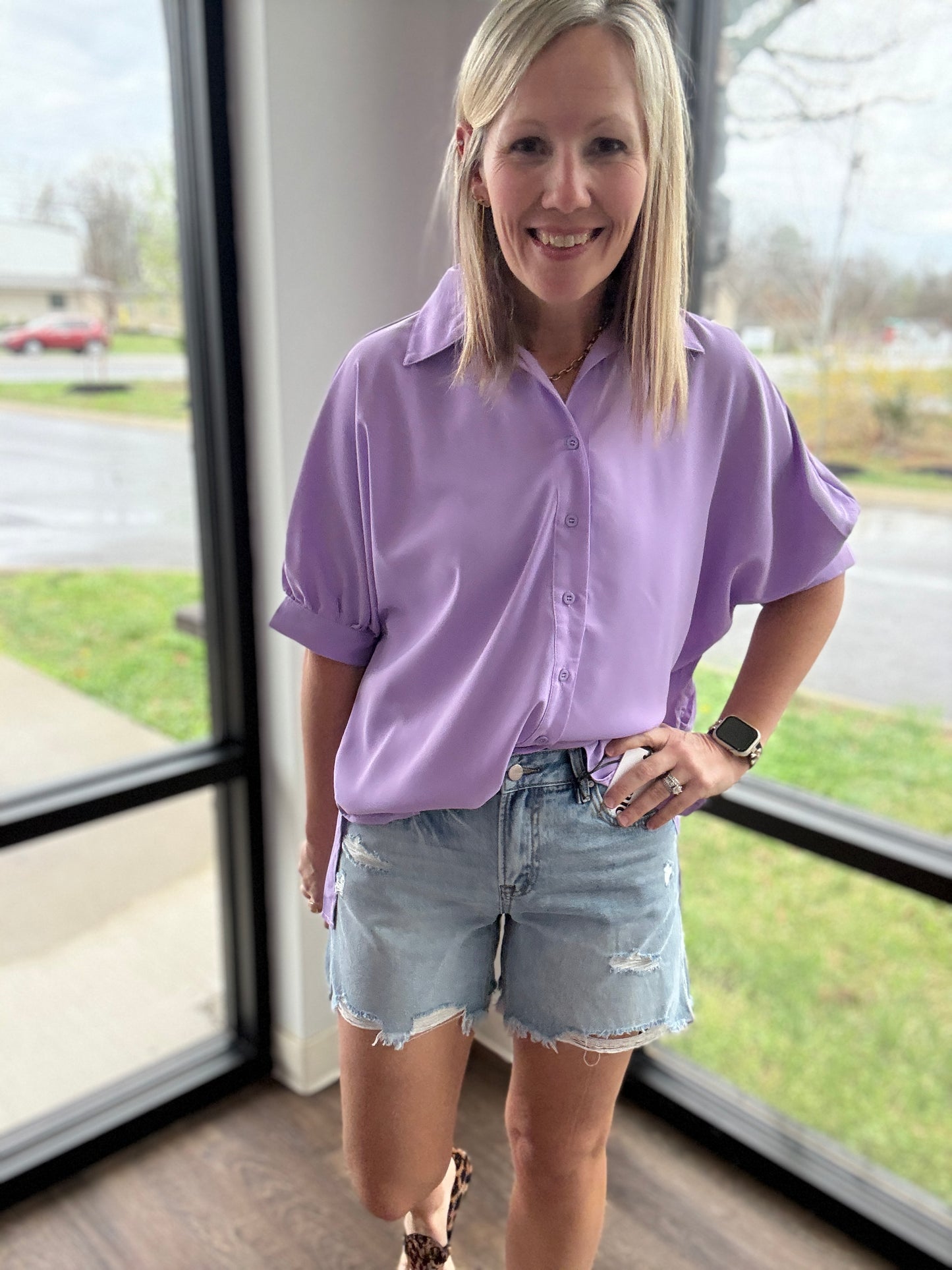 Sutton Button Up- Lavender