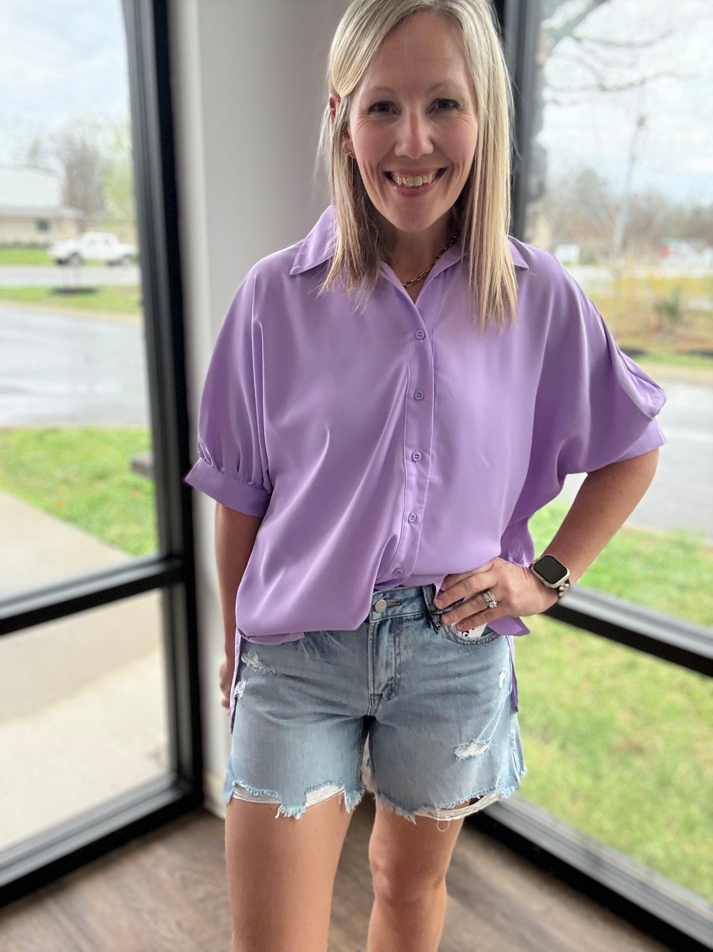 Sutton Button Up- Lavender