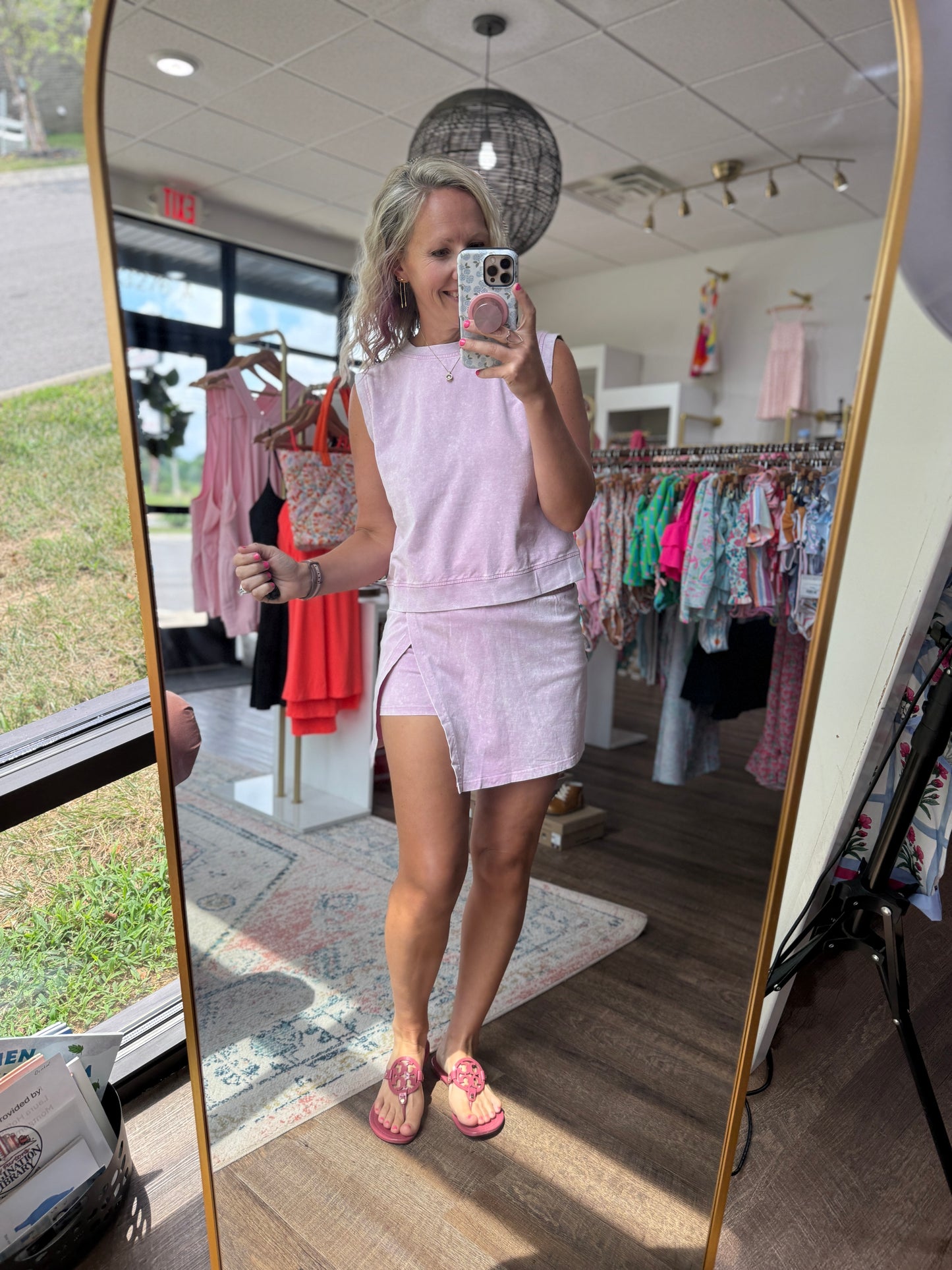 Violet Crush Acid Wash Skort Set