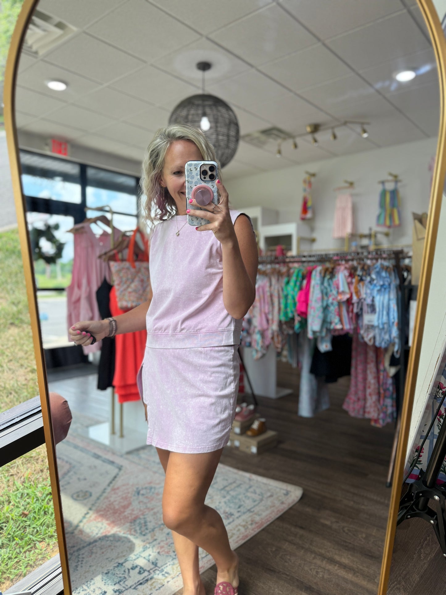 Violet Crush Acid Wash Skort Set