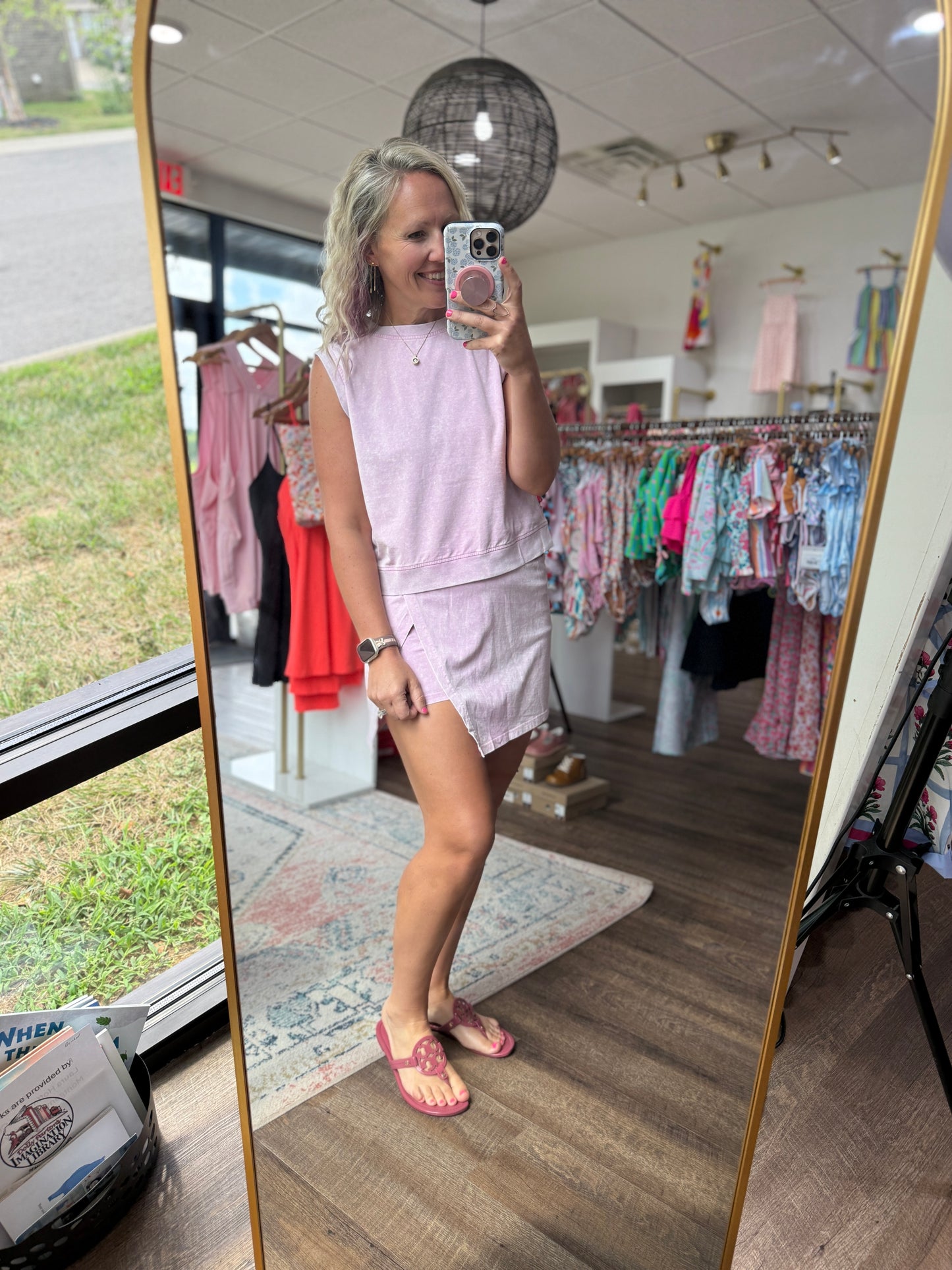 Violet Crush Acid Wash Skort Set