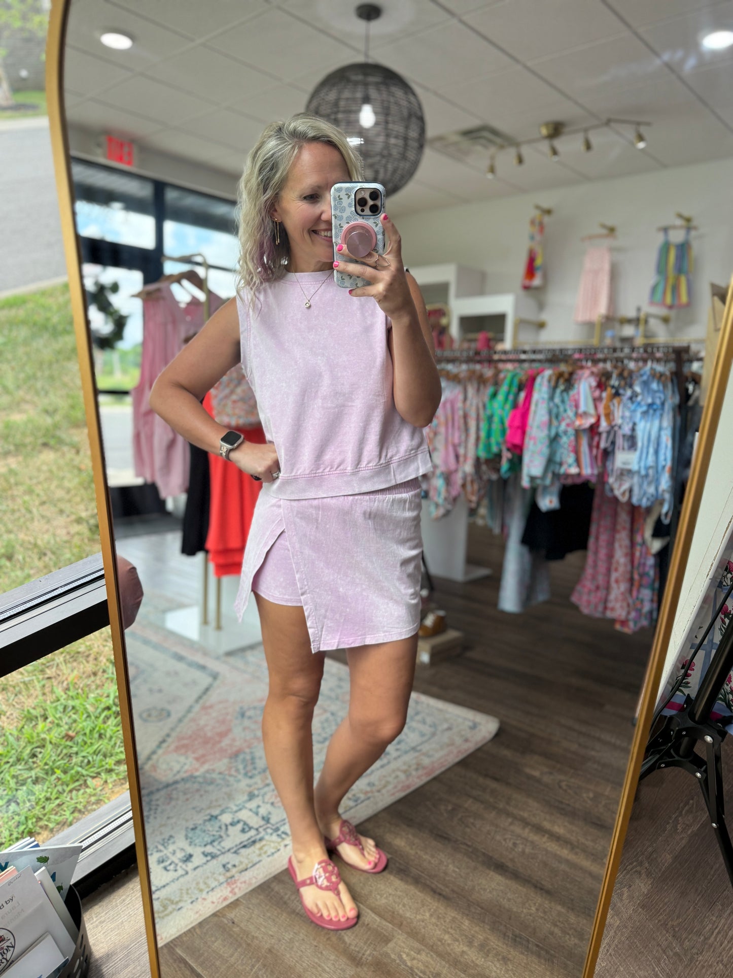 Violet Crush Acid Wash Skort Set