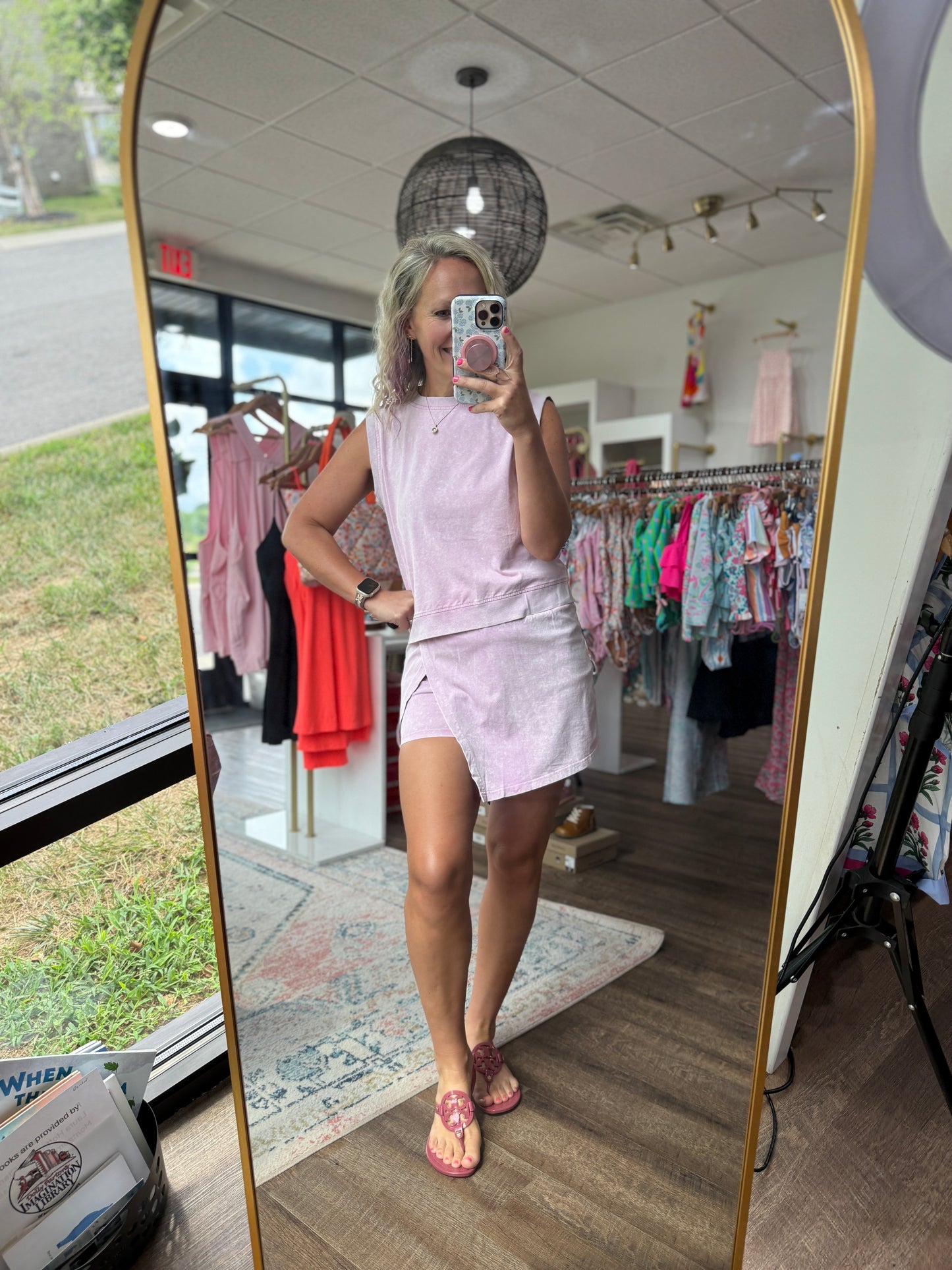 Violet Crush Acid Wash Skort Set