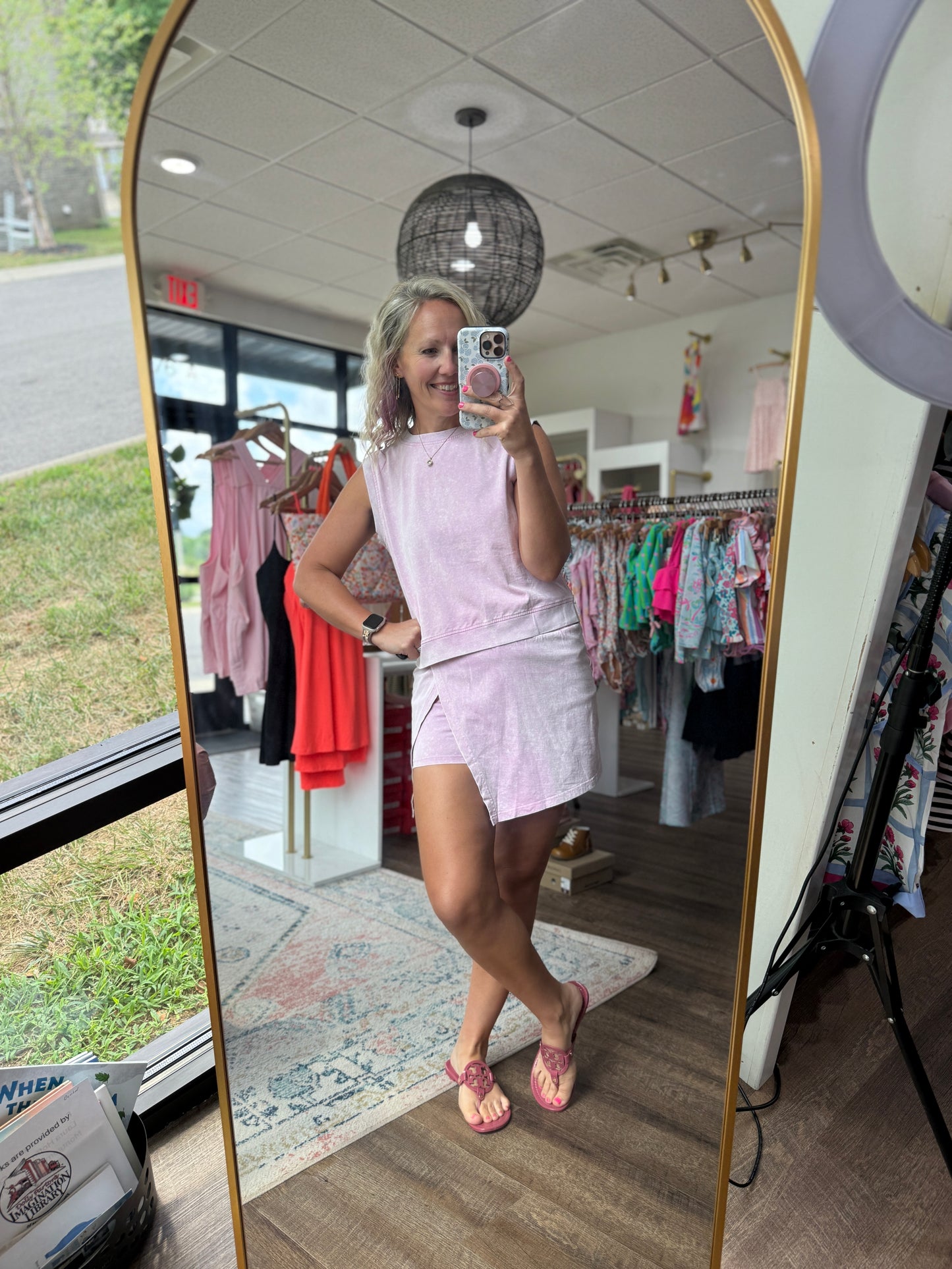 Violet Crush Acid Wash Skort Set