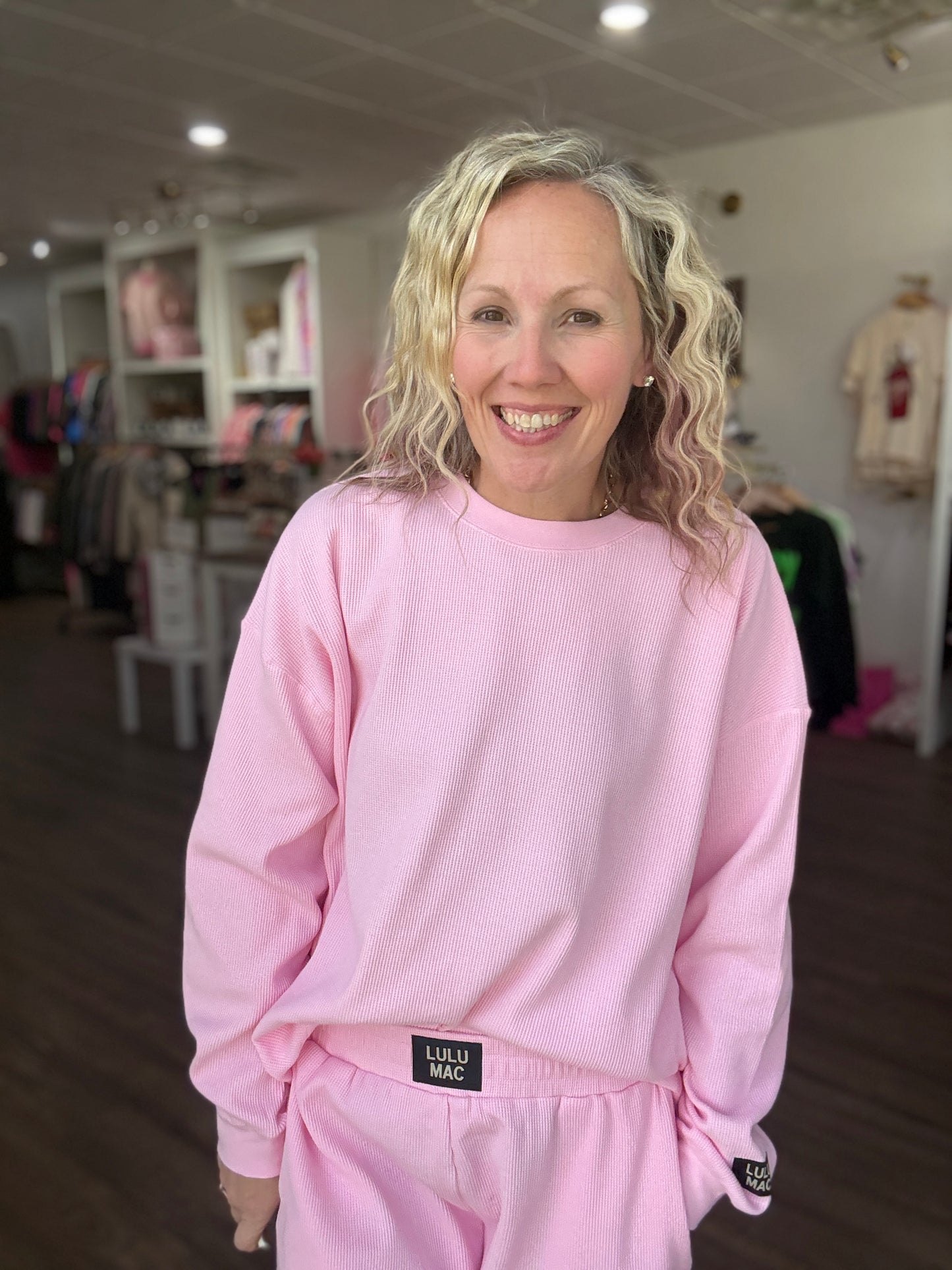 Waffle Pop Long Sleeve- Light Pink