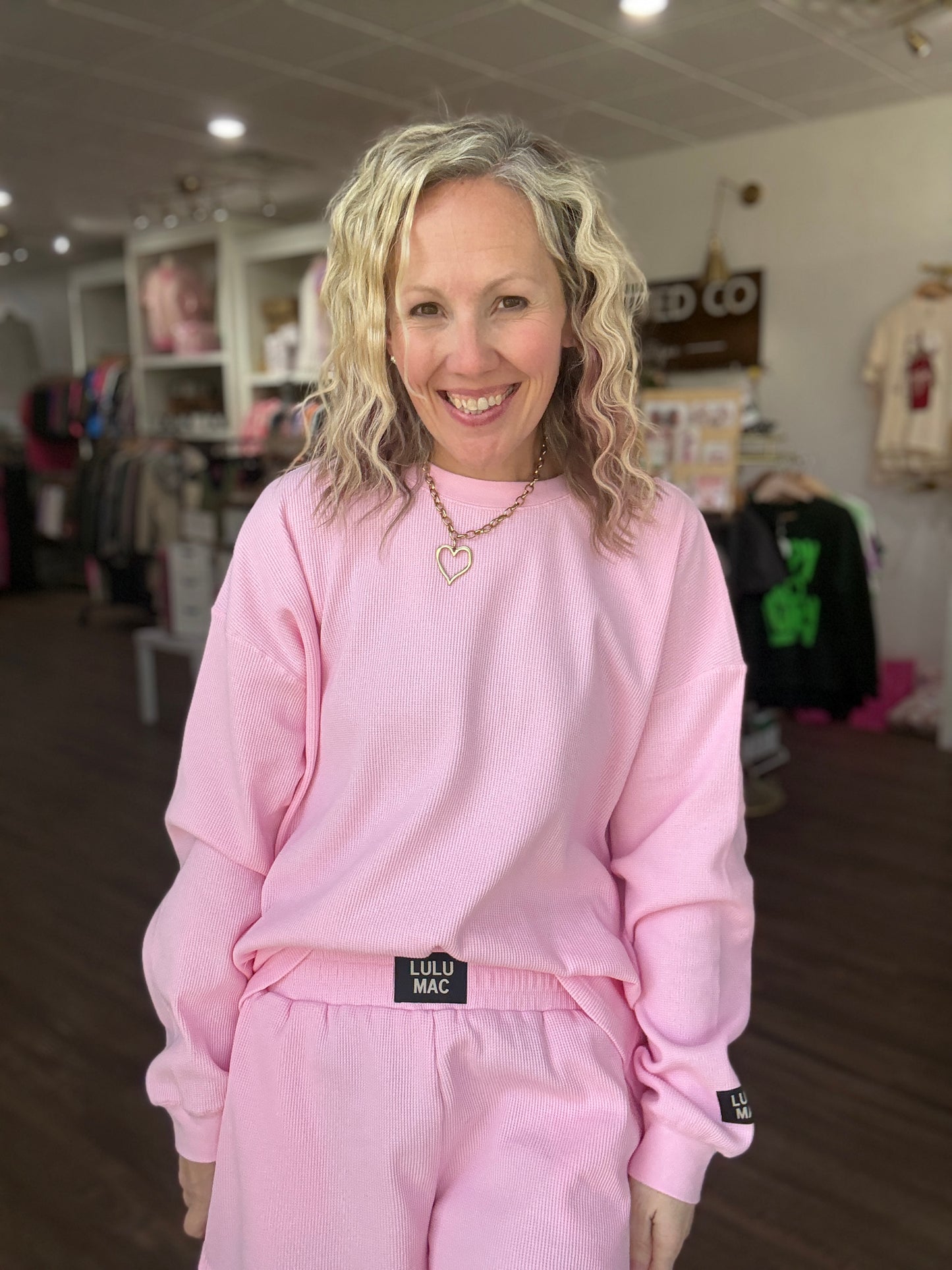 Waffle Pop Long Sleeve- Light Pink