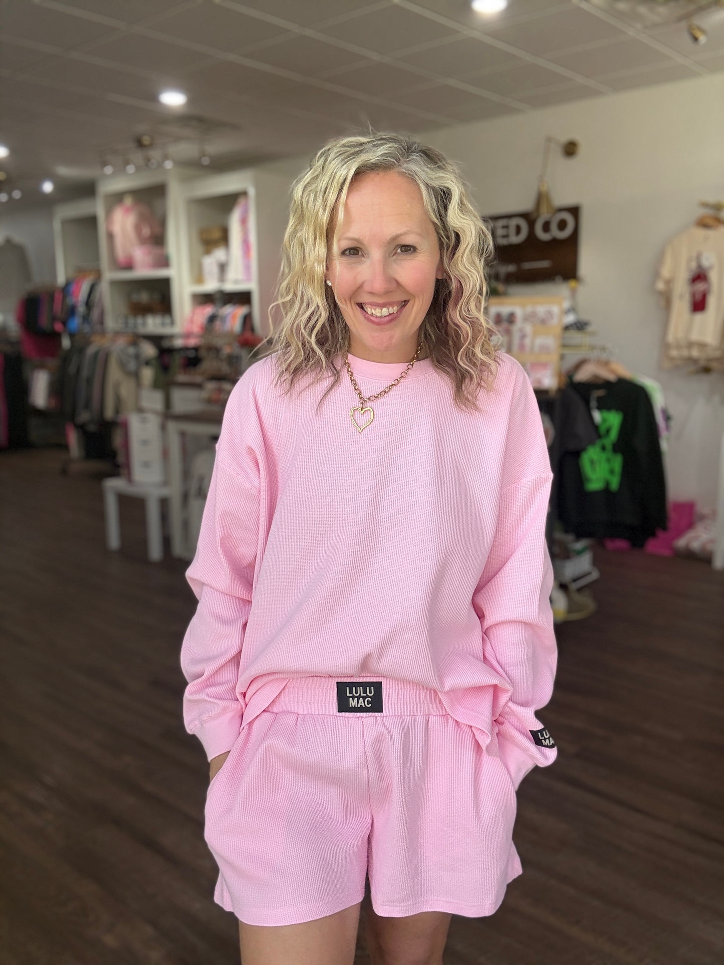 Waffle Pop Short- Light Pink