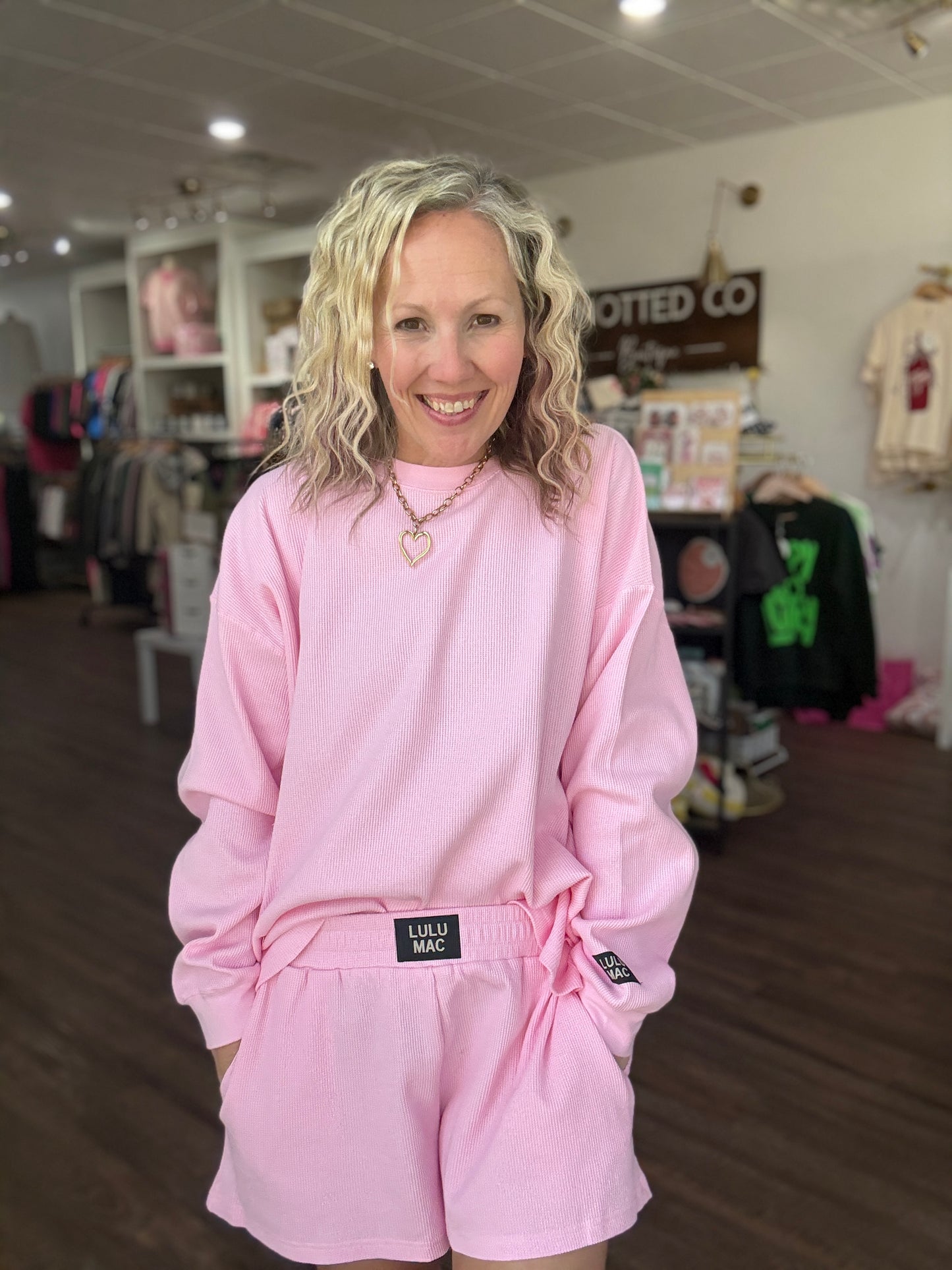 Waffle Pop Long Sleeve- Light Pink