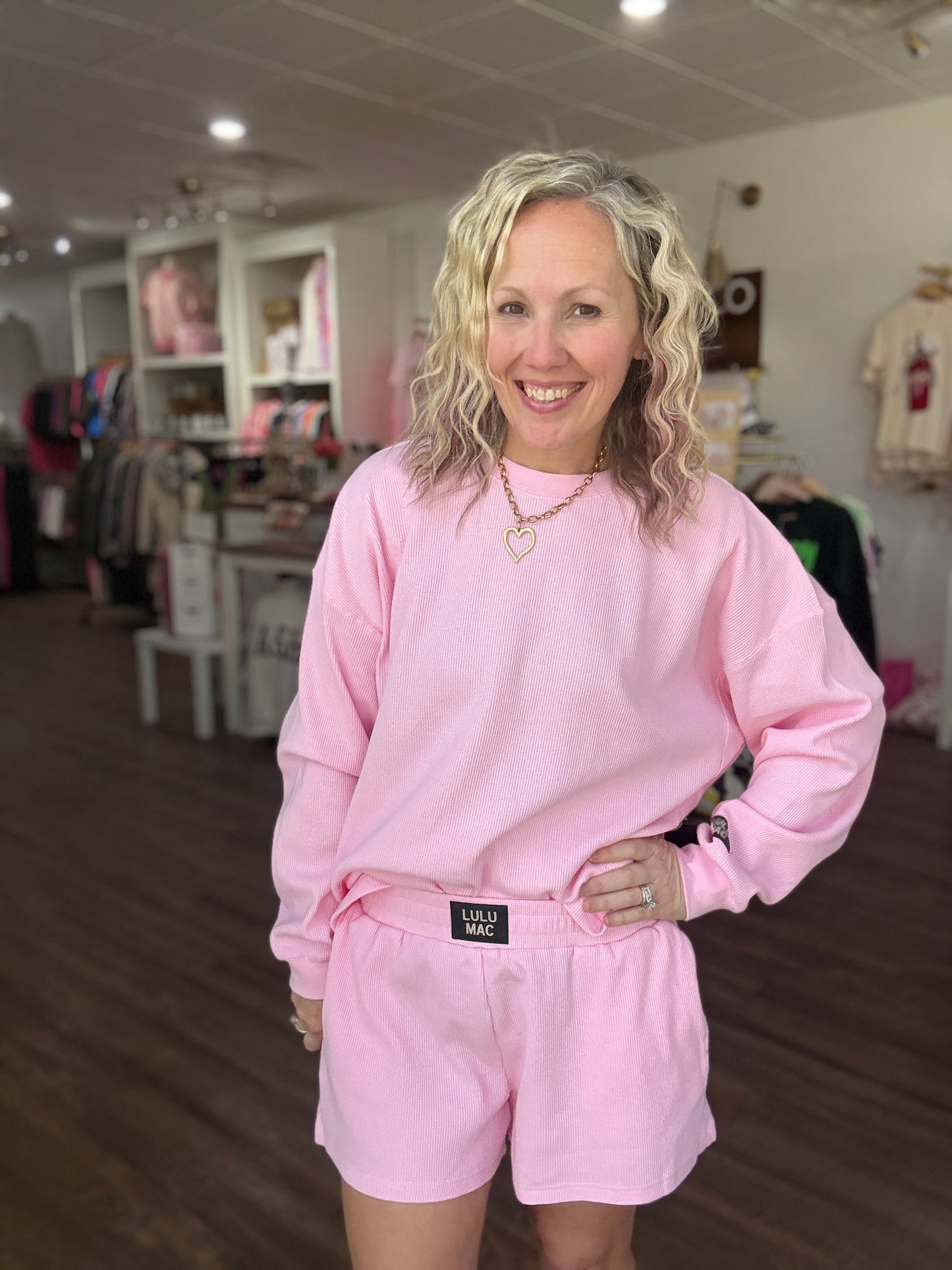 Waffle Pop Long Sleeve- Light Pink