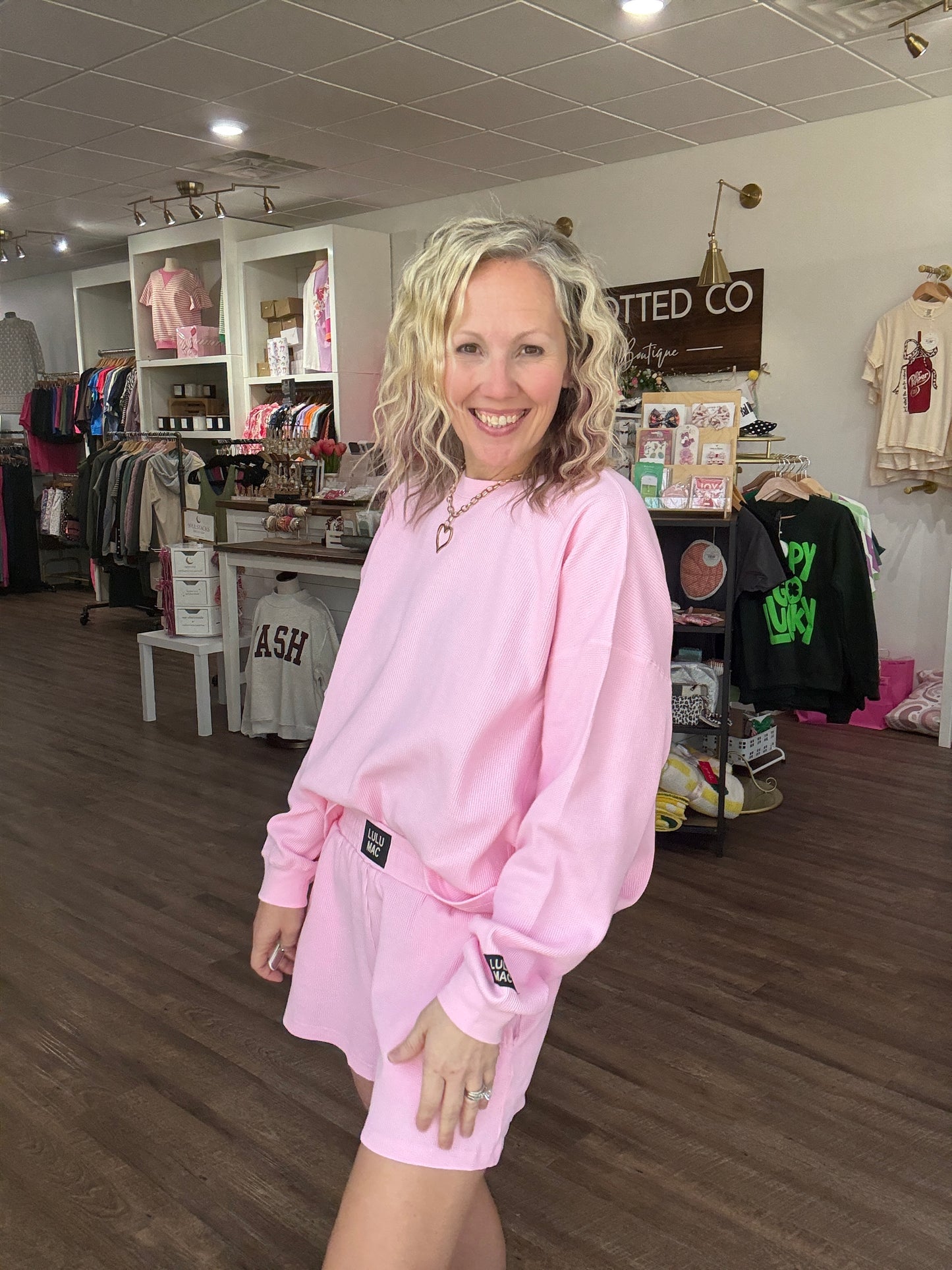 Waffle Pop Long Sleeve- Light Pink