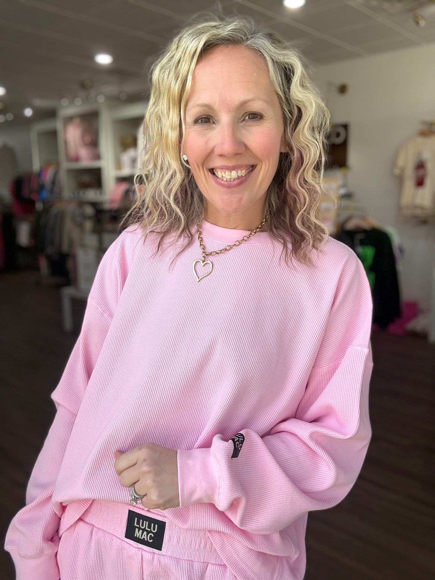 Waffle Pop Long Sleeve- Light Pink