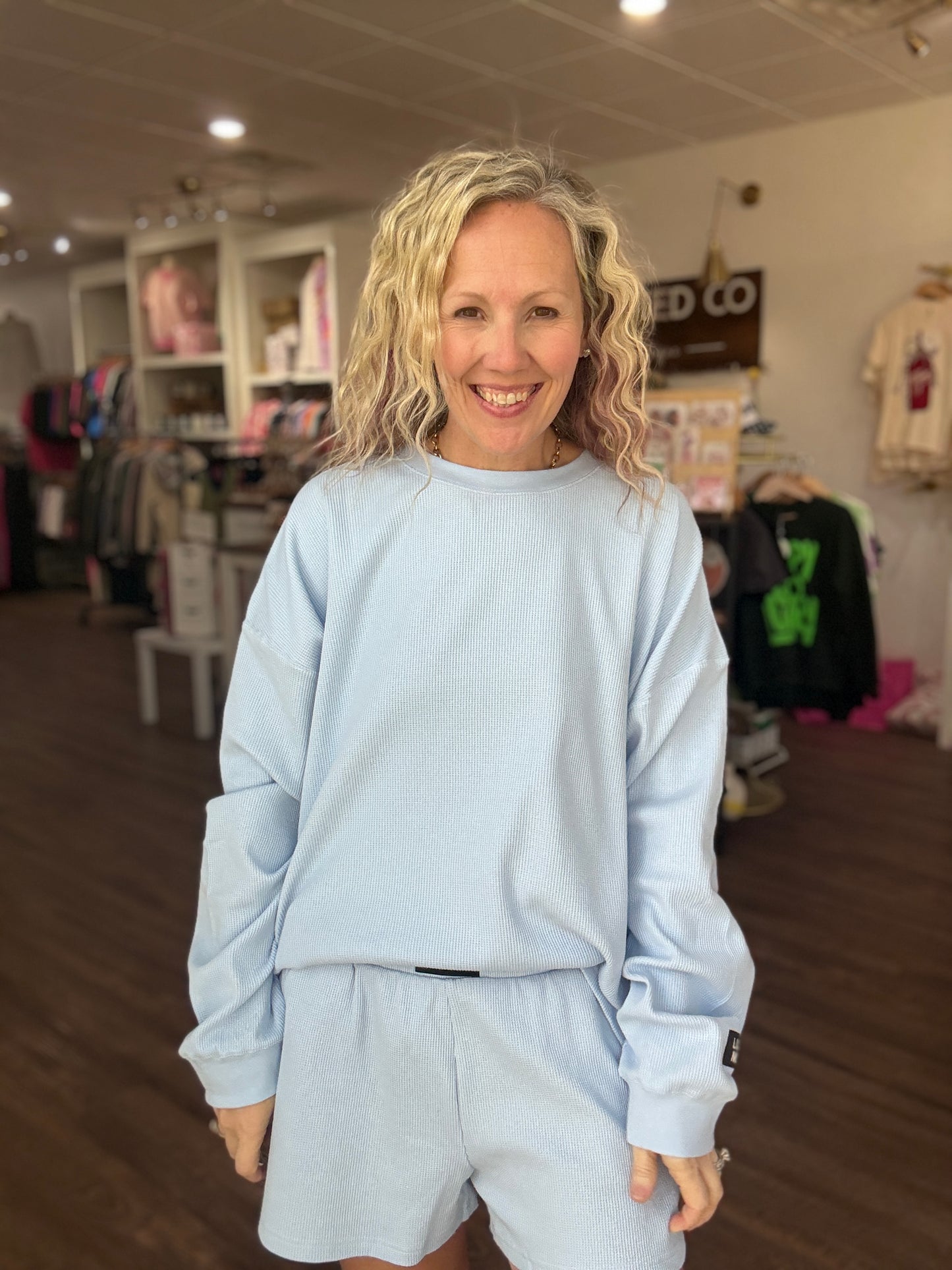 Waffle Pop Short- Light Blue