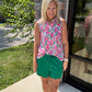 Play All Day Zip Tank- Pink Floral