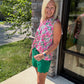 Play All Day Zip Tank- Pink Floral