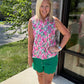Play All Day Zip Tank- Pink Floral