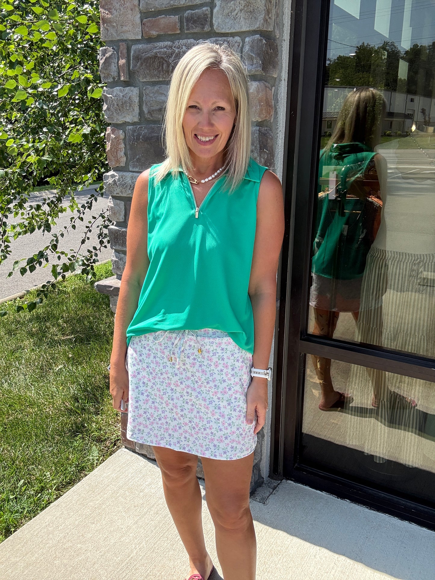 Play All Day Zip Tank- Green