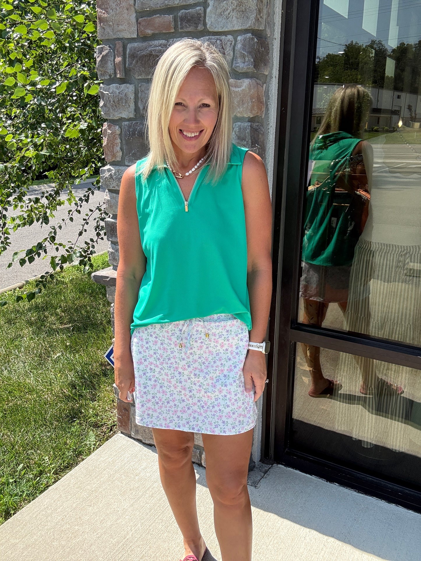 Play All Day Zip Tank- Green