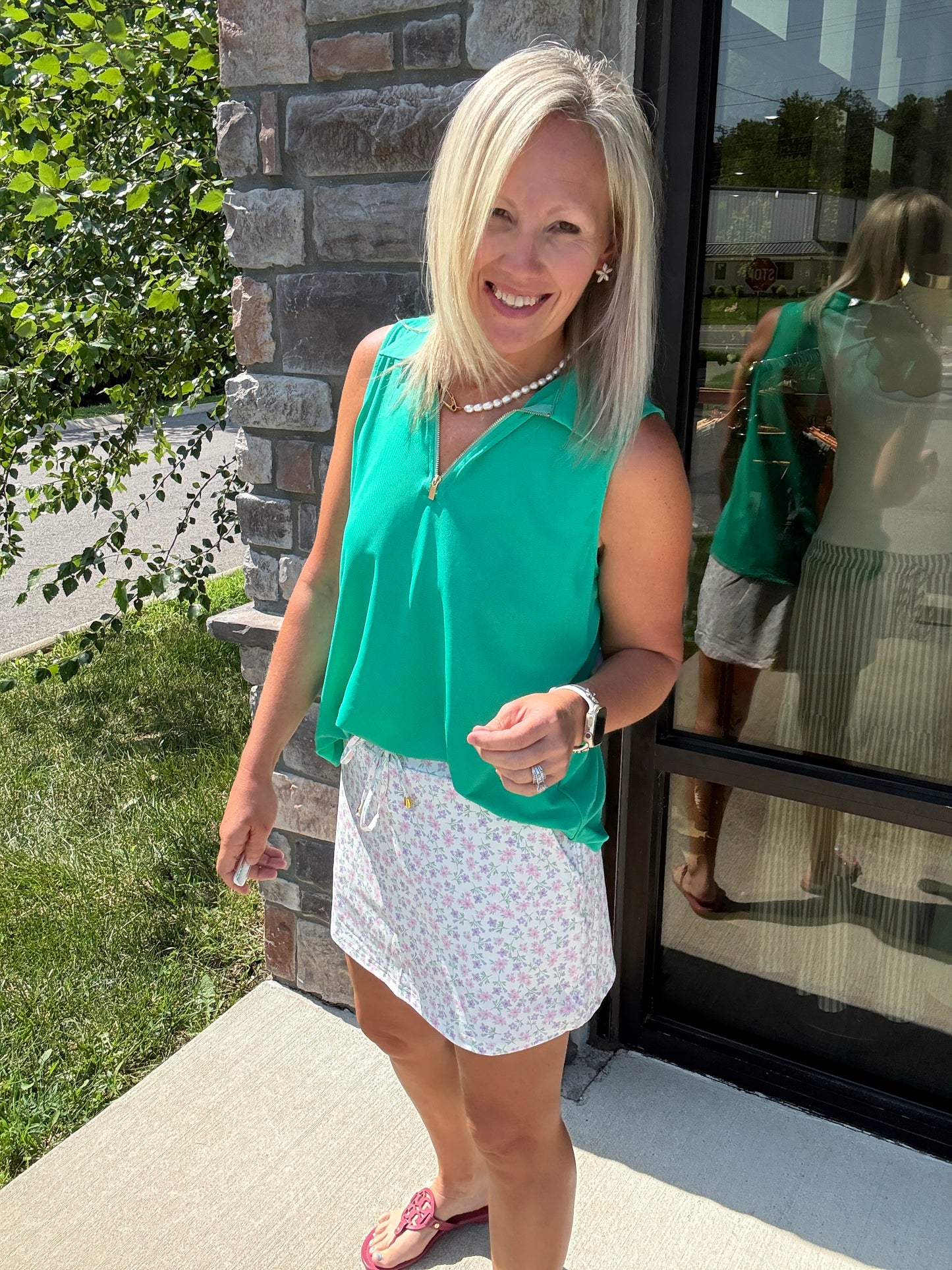 Play All Day Zip Tank- Green