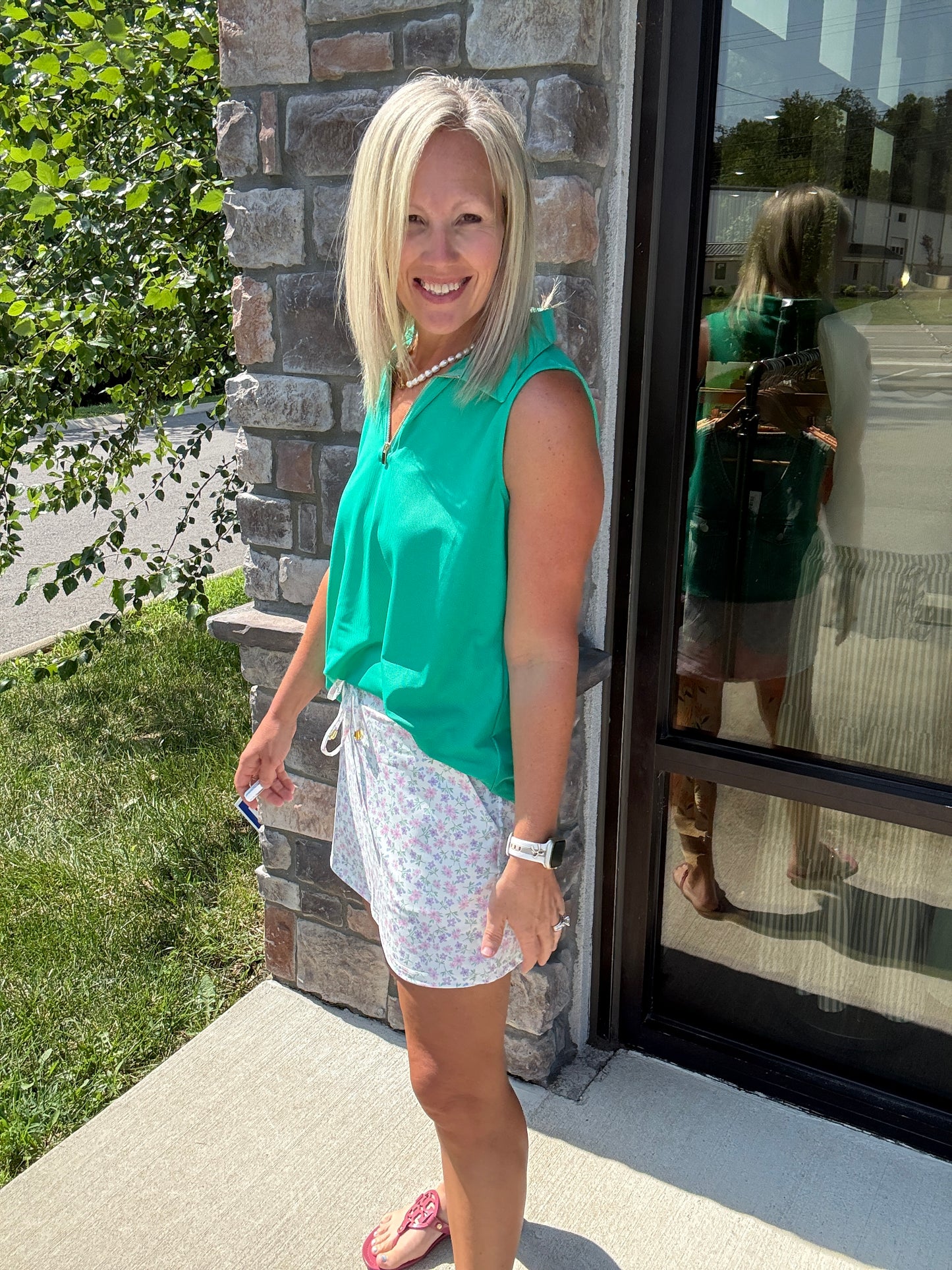 Play All Day Zip Tank- Green