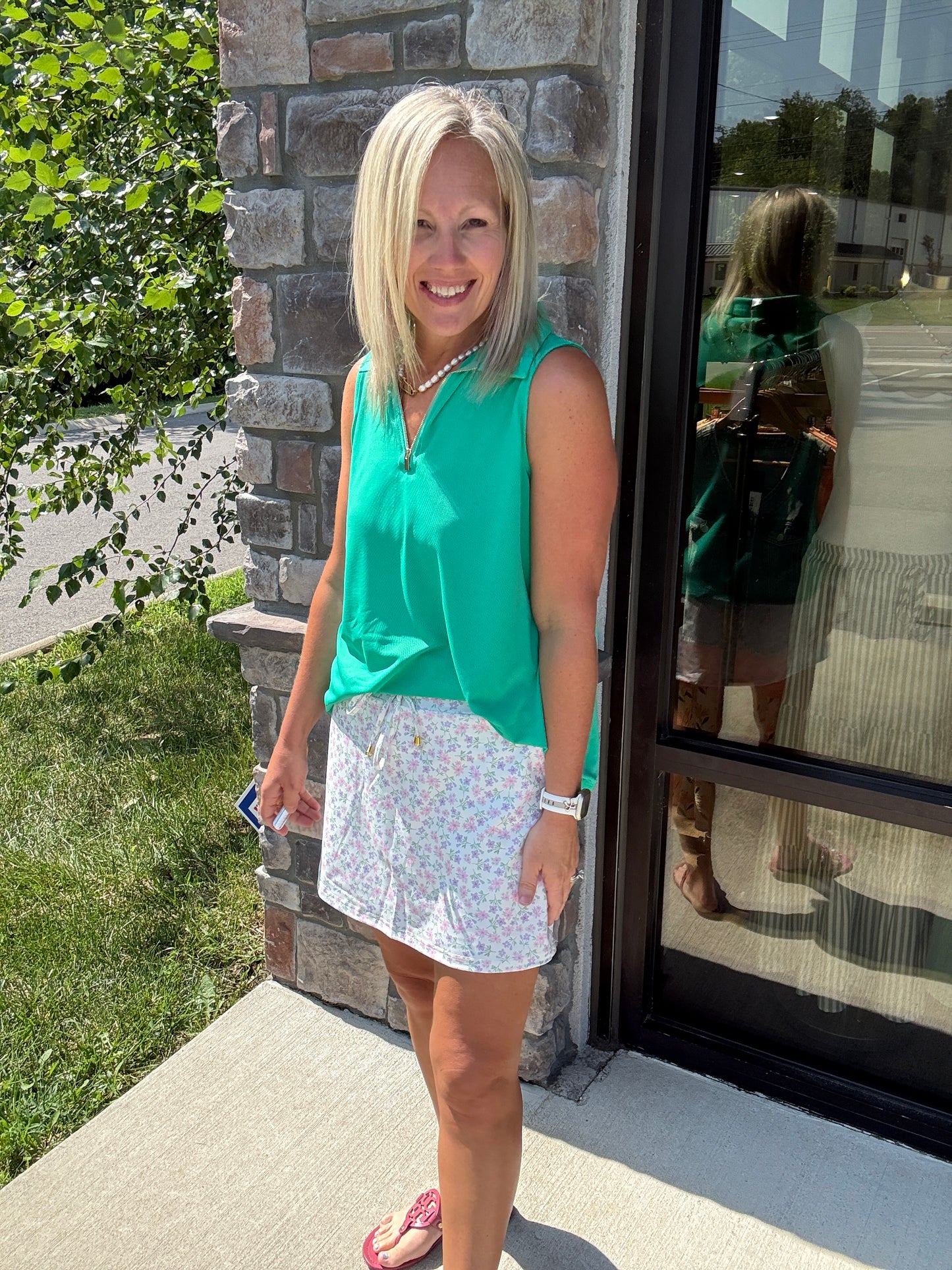 Play All Day Zip Tank- Green