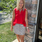 Play All Day Zip Tank- Tropic Red