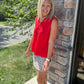 Play All Day Zip Tank- Tropic Red