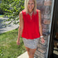 Play All Day Zip Tank- Tropic Red
