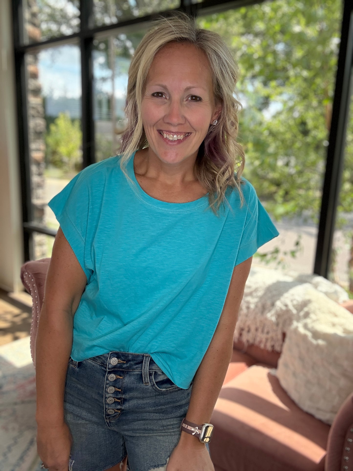 Breezy Back Tee- Blue