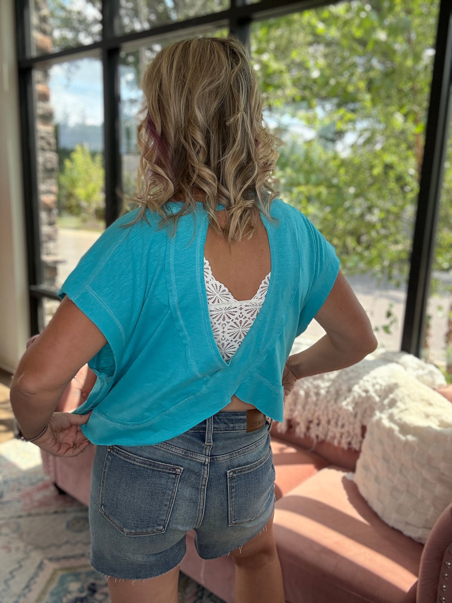 Breezy Back Tee- Blue