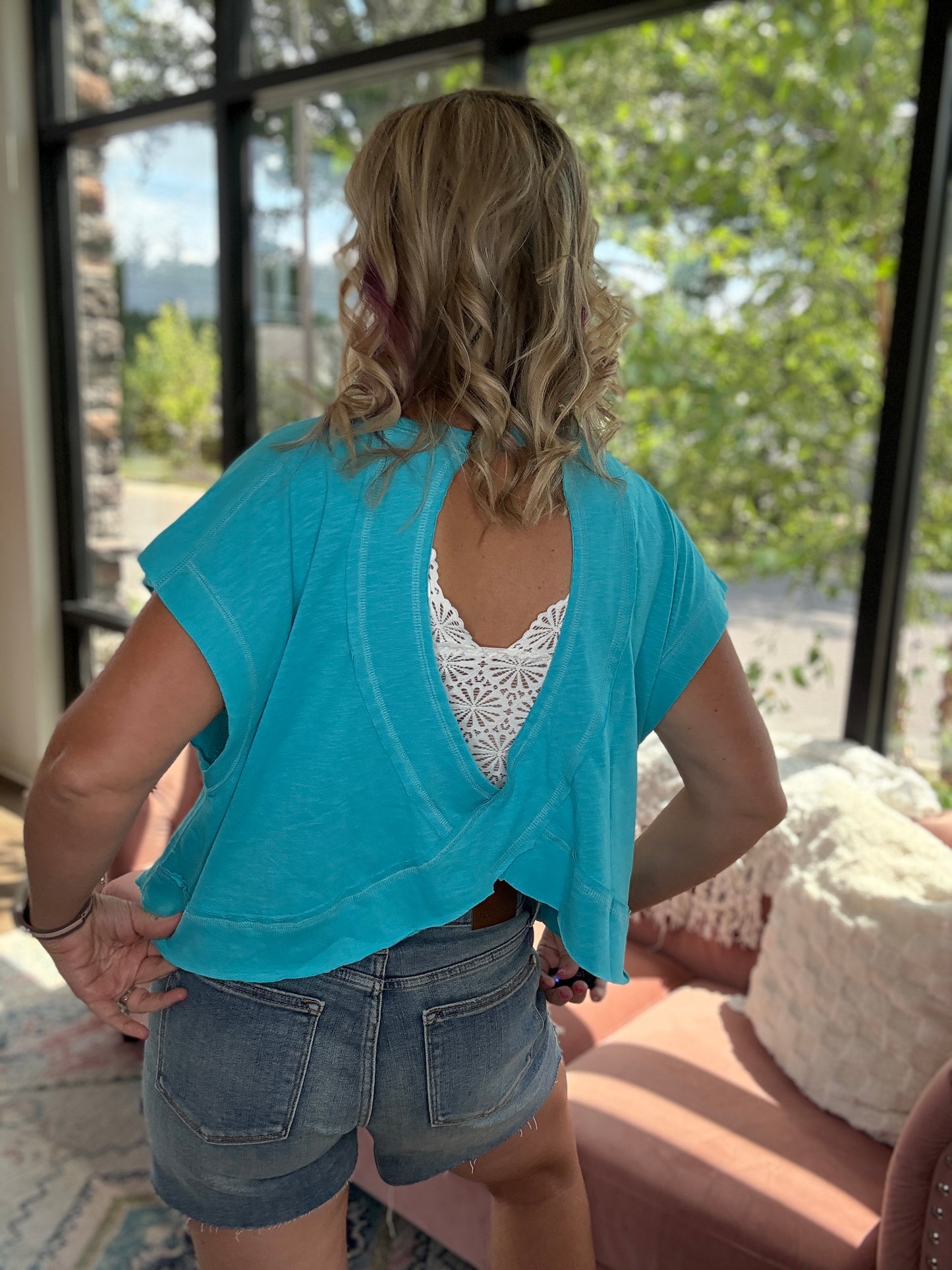 Breezy Back Tee- Blue