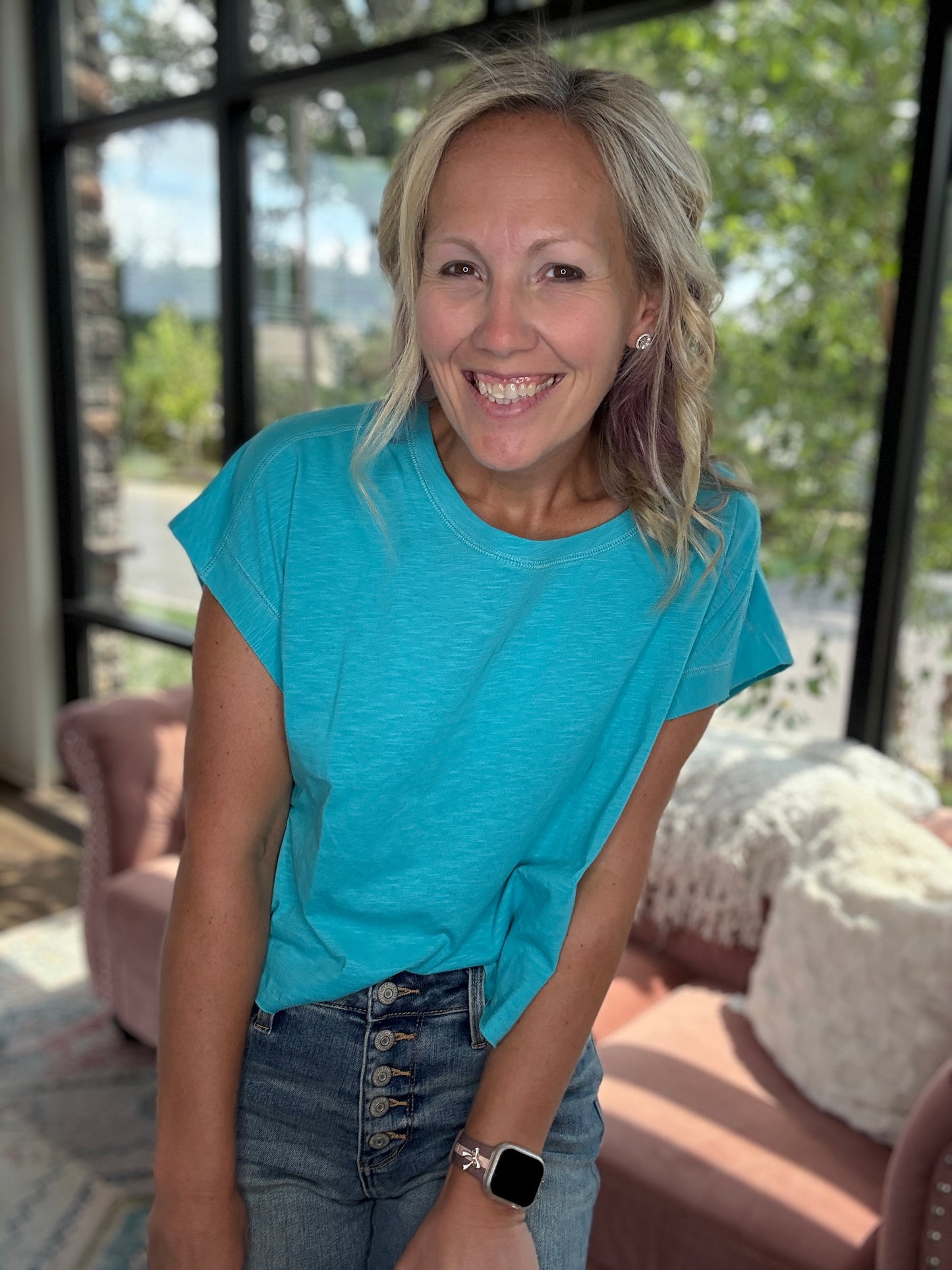 Breezy Back Tee- Blue