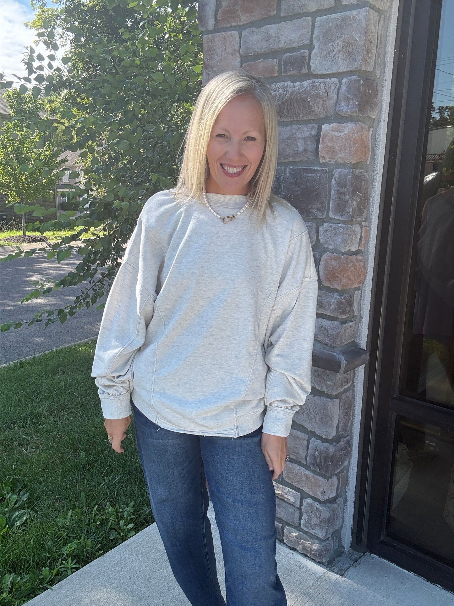 Twice as Nice Terry Top- Oatmeal