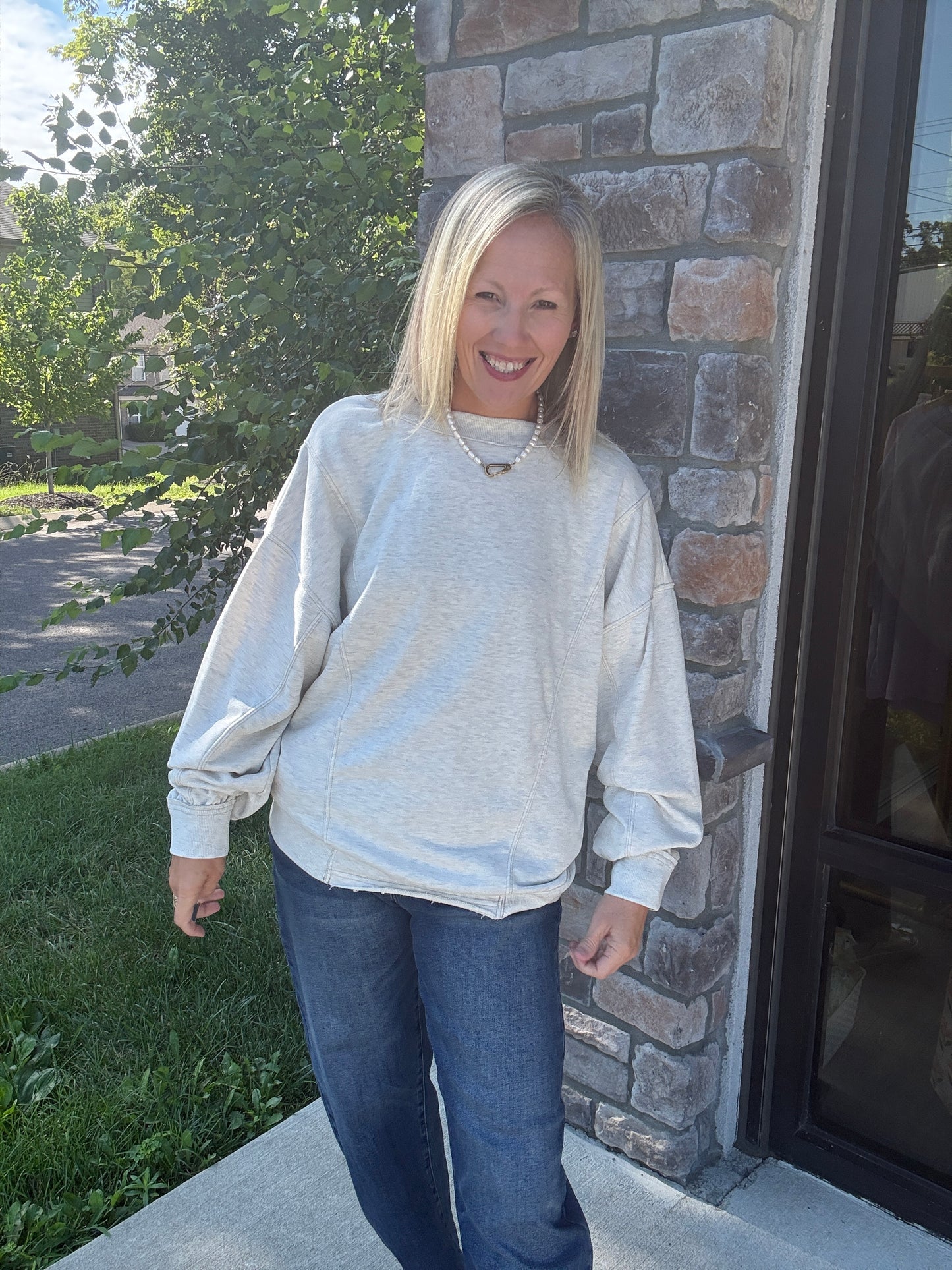 Twice as Nice Terry Top- Oatmeal
