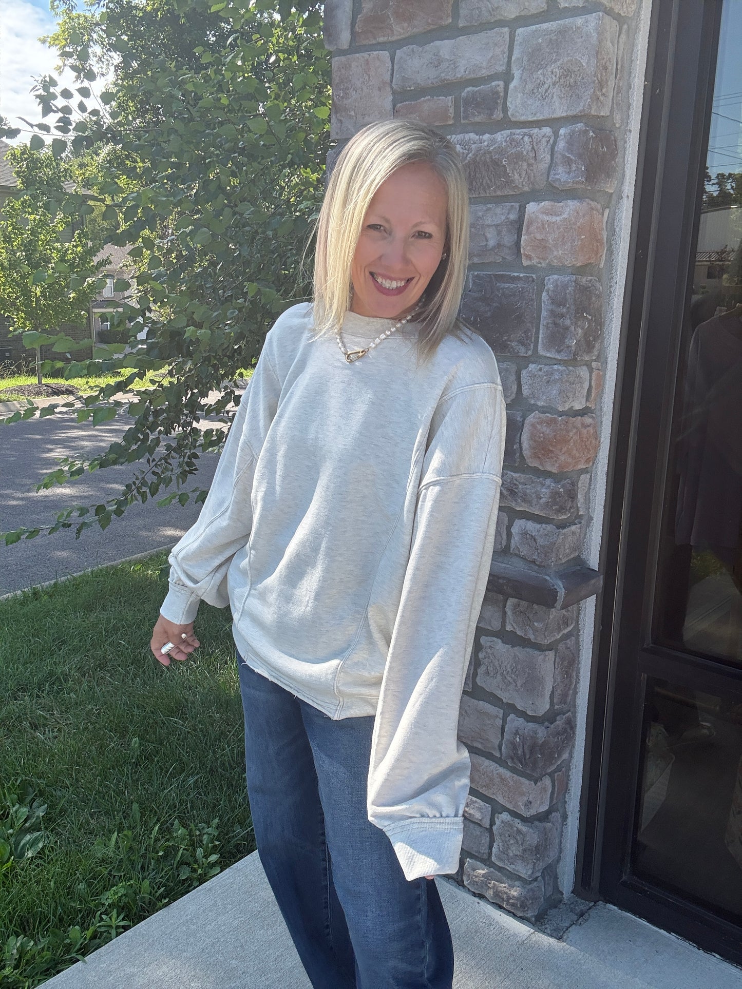 Twice as Nice Terry Top- Oatmeal