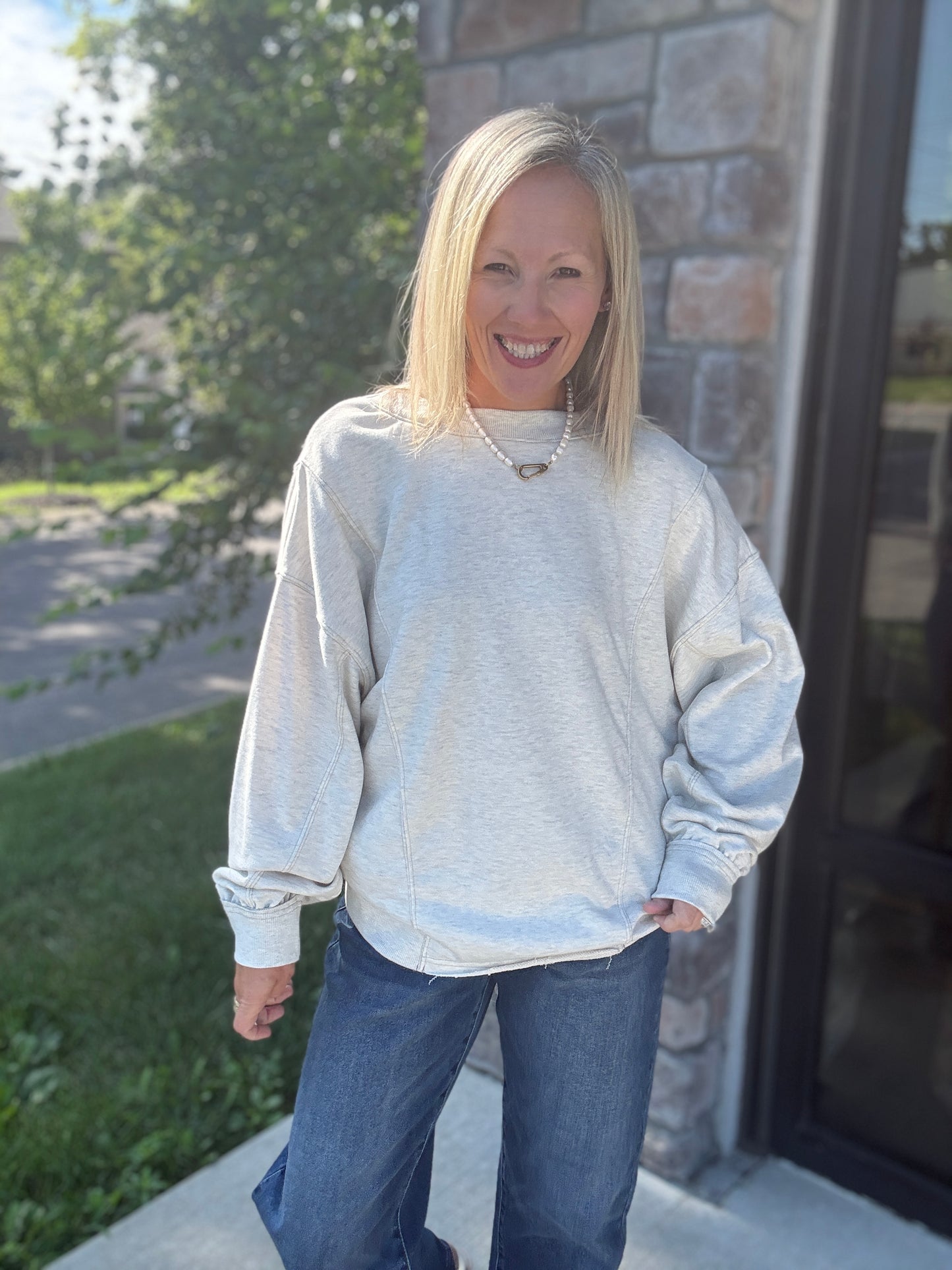 Twice as Nice Terry Top- Oatmeal